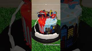 Fire Cake spider man theme #firecake #spiderman #shorts