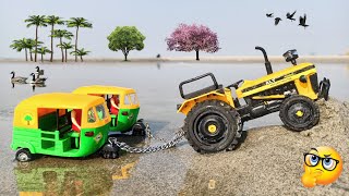 Muddy Auto Rickshaw And Tractor Train Accident Help Jcb And Water Jump Muddy Cleaning | Jcb Video