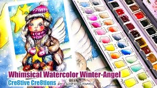 Whimsical Watercolor Winter-Angel - Speed Painting Progress Video