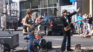 Rock in the middle of the street, on Hackescher Markt, Berlin