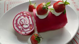 STRAWBERRY TOWEL CAKE || IDE JUALAN LAGI DAN LEBIH SIMPEL DARI MILE CREPE ROLL