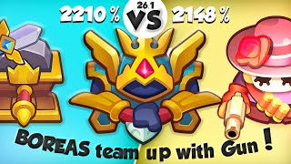 BOREAS team up with Gunslinger + Grindstone to take on Bard! PVP Rush Royale