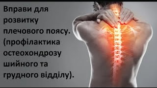 Вправи для розвитку плечового поясу.  (Профілактика остеохондрозу шийного та грудного  відділу).