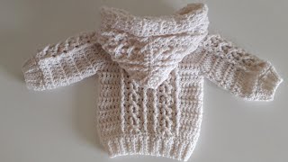 Crochet #31 How to crochet Aran baby hoodie / Part 2