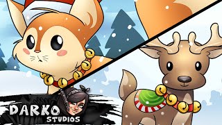 Live Drawing Stream: How to Draw a Cute Christmas Fox and Christmas Reindeer From Sketch to Color P2