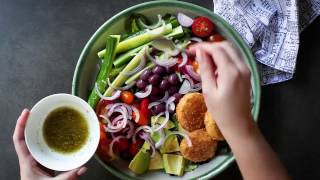 Greek salad with fried feta | Simply Delicious