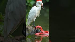 OMG😱 A snake attack a poor heron bird #birds #wildlife #wildlifephotoghraphy #nature #shirts #pets