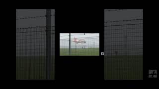 Stormy weather at Stansted airport, low Visibility Easy Jet landing