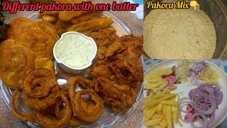 4 Different Pakora Recipe|Pakora Platter Recipe|Different pakore with one batter|Fritters platter|