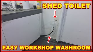 Shed Toilet Easy Garage Workshop solution funnel hose to drain urinal outdoor washroom