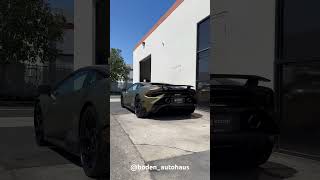 MATTE GREEN LAMBO titanium exhaust revs #bodenautohaus #automobile #lamborghini #tecnica #car #cars