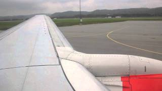 SAS B737 Take off from Kristiansand, Kjevik (KRS / ENCN) in cloudy weather