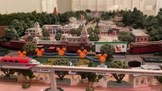 Miniature Disneyland with Halloween Decoration and Lowell Smith Christmas Train Cars