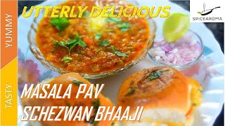 Masala Pav Schezwan Bhaji -  Chinese Twist Recipe| Spicy & Buttery