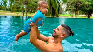 BABY GIOVANNI'S FIRST TIME SWIMMING  ! *shocking*