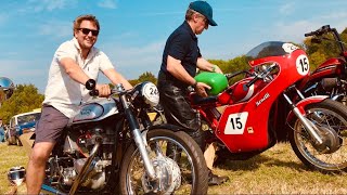 SHERE HILL CLIMB Motorcycles A FINE DAY for Finding BIKES Randomly Scattered Around Fields of Dreams