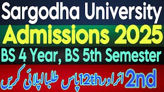 Sargodha University Admissions 2025 | BS, MS, Mphil and Phd Admission in Sargodha University