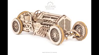 Ugears U-9 Grand Prix Car - Assembly Video 2 | STEM Learning DIY Kits | Mind Games Construction Set