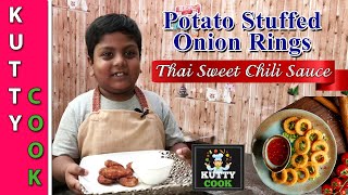 how to make Potato stuffed onion rings | Kutty Cook - 06 | kids cooking videos | 90s Uncles