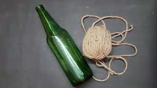 Bottle craft with jute rope// DIY Bottle craft// DIY jute craft//