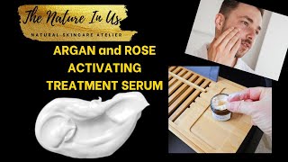 Argan and Rose activating treatment serum. A beauty care routine for healthy humans.