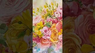 Watercolor Painting Of Wedding Bouquet #flowerpainting  #watercolorart #watercolorflowers