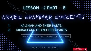 Arabic Grammar Concepts | L, no: 2, Part :B | Kalimah and their parts| Murakkaba'th and their parts.