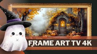 Halloween Cozy Cabin Slideshow | Framed Art Screensaver | Art for your TV | 4K