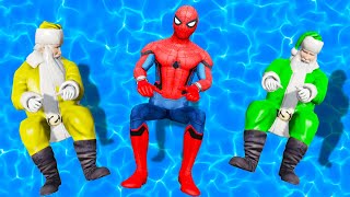 GTA 5 Rainbow Spiderman & Rainbow Santa Claus Jumping into Water ( Funny Moments )