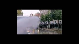 When you get blasted directly in the face by Slovenian Police water canon with added tear gas spice