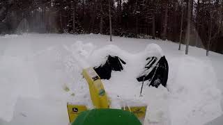 John Deere X585 snowblowing 3-11-18