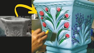 Pintando um vaso de cimento - Ideias criativas