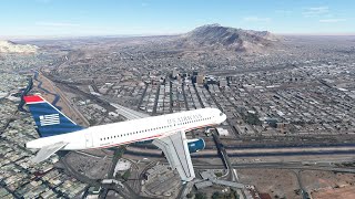 Airbus A320, US Airways, approach into in El Paso, Texas. MSFS 2020