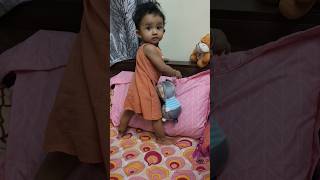 New Stage Unlocked! Her Reaction!😱 Baby is standing up on her own😘🧿 #cutebaby #9montholdbaby #shorts