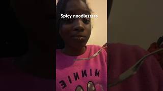 Eating spicy noodles