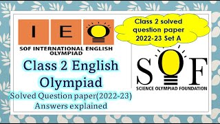 Class 2 IEO SOF 2022-23 solved paper English #olympiad solved paper set A olympiad #english #class2