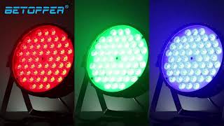 BETOPPER RGB Stage Lights Strobe Lights LED Flat Par Lights 54x3W DMX512 DJ Lights Wash Lights