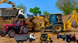 JCB 3dx Backhoe Making Pond with Tata 2518 Ex Truck and Tata L Tipper Tractor #jcb #jcbvideo #jcb3Dx