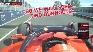 Leclerc Asked to do Burnouts - 2022 Canadian GP FP2