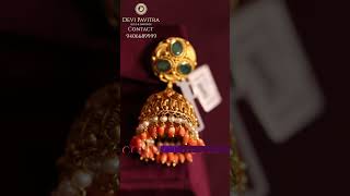 Coral Jhumka with Gold Nakshi II Devi Pavitra Gold & Diamonds