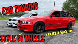 Ultra rare E39 wagon gets style 65 wheels - Custom powder coated color - restoring old BMW roundels