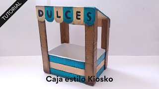 Tutorial: Caja estilo Kiosko con cartón y cartapesta ♻️🍭🍬