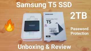 Samsung T5 Portable SSD 2TB Unboxing & Review, Password Protection, Mobile Support, Speed Test