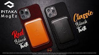 The New Pitaka MagEz Aramid Fiber cases for iPhone 12 Pro Max Black & Red twill close up #Pitaka