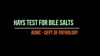 Hays Test for Bile Salts