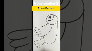 Draw Parrot from number 9 #shorts #easydrawing #youtubeshorts#simpledrawing #drawingforbeginners