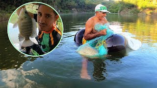 ESTE PESCADOR SE PONE FELIZ CON SU PESCA, LUEGO ATRAPÉ MUCHAS TILAPIAS