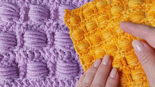 Soft puffy crochet stitch, perfect for blankets and scarves