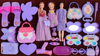 4 minutes satisfying unboxing with modern cute purple barbie doll family toys collection | ASMR