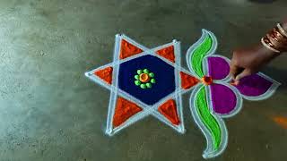 karthigai Special Rangoli  🌻flower Design 3*2  newyear  Festival 🌻  traditional diya pandaga muggulu